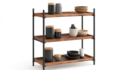 Stylish Modern Shelf with Decorative Kitchen Items