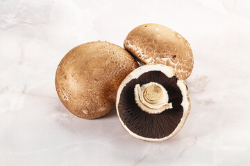 Raw brown champignon for cooking