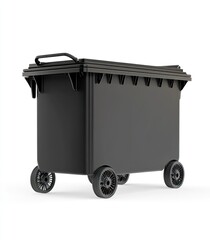 Black wheelie bin outdoors, waste disposal, recycling