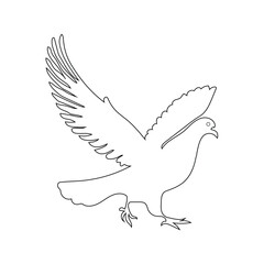 Pigeon with black line art illustration vector on white background.