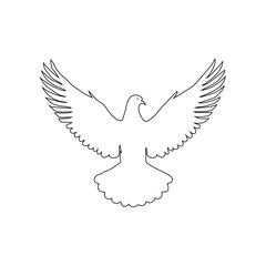 Pigeon with black line art illustration vector on white background.