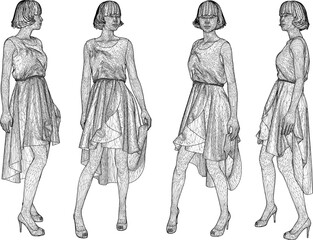 vector illustration of mannequin statue design with fashion clothes for display in a clothing store window   