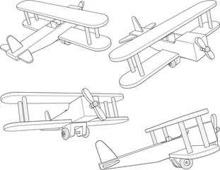vector illustration design of traditional children's toy old classic vintage wooden airplane