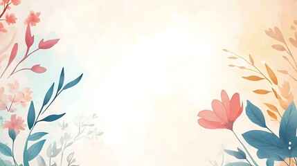 Watercolor Floral Design Soft Hues Background