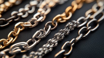 Obraz premium A detailed shot of a collection of metal chains