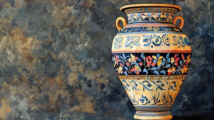 Greek Independence Day Decorative vase with intricate floral design.