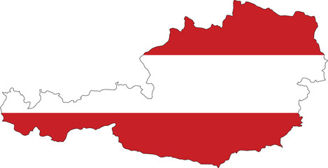 Austria fills with flag transparent map