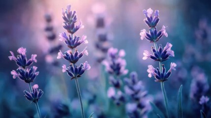 Fototapeta premium Serene Lavender Field at Sunset: A Peaceful Garden Escape