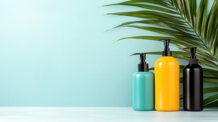 Two bottles of shampoo placed on a wooden table with a soft background and natural lighting