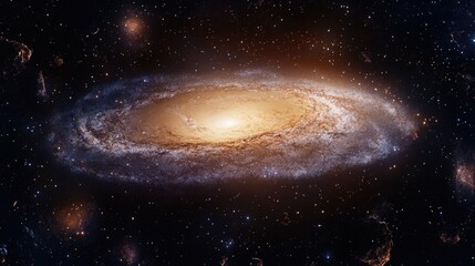 Naklejka premium A picture of a spiral galaxy visible in the night sky, perfect for use in astronomy or space-themed projects