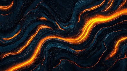 Abstract fiery orange and dark blue marble texture.