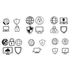 Line icon set related to internet, computer, and security Editable Color icon vector illustration