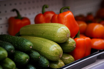 Fresh and Vibrant Display of Vegetables at a Market Stall