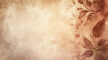 Abstract Beige Background With Brown Leaf Branches