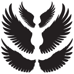 Angel or bird wings silhouette Vector illustration isolated on white background.