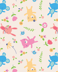 Cute Animals Seamless Pattern – Playful Kids Background
