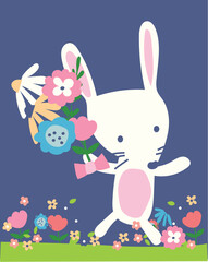 easter bunny with easter Cartoon Illustration Graphic