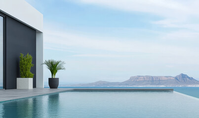 Fototapeta premium Luxury infinity pool with stunning ocean view and modern architecture