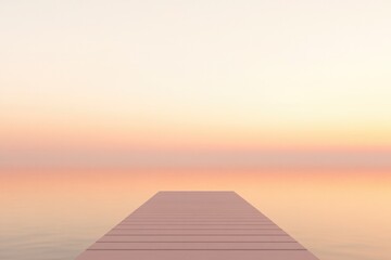 Serene dock extending into calm waters, bathed in soft pastel hu