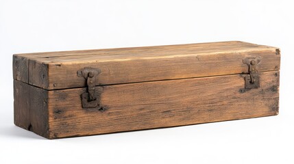Antique Wooden Box with Metal Clasps: A Rustic Treasure