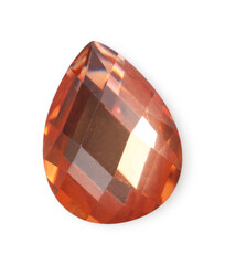One orange shiny gemstone isolated on white