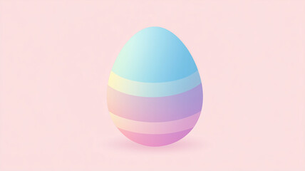 Easter egg with horizontal gradient coloring close-up on pink background. Generated by artificial intelligence.