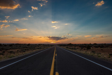 sunset over the highway