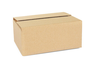 One cardboard parcel box isolated on white