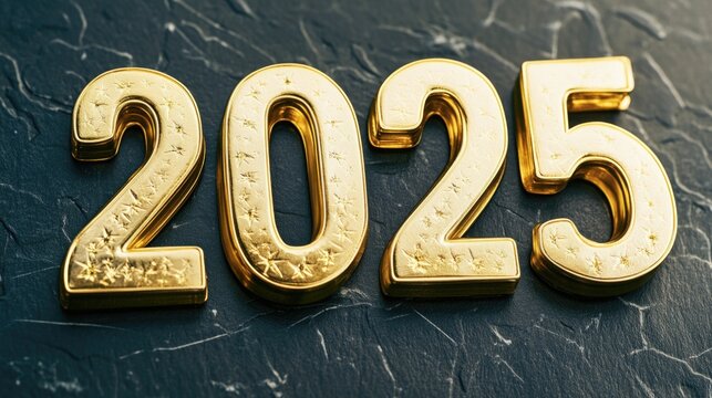 Close-up of a metal sign featuring the year 2025
