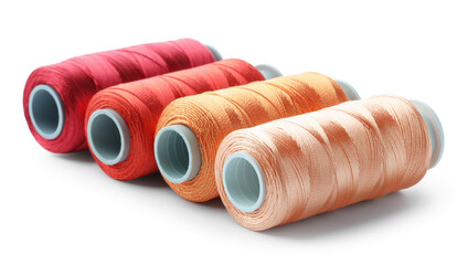 Spools of colorful sewing threads isolated on white