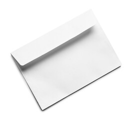 Envelope isolated on white, top view. Mockup for design
