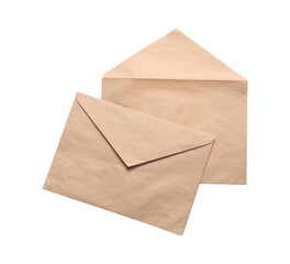 Envelopes isolated on white, top view. Mockup for design