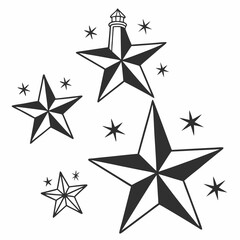 black and white star