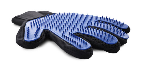 Rubber pet grooming glove isolated on white