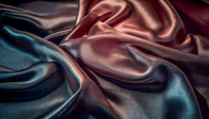 Obraz premium Colorful Silk Fabric,A close-up of smooth, flowing, and colorful silk fabric with a mix of pink and blue hues.