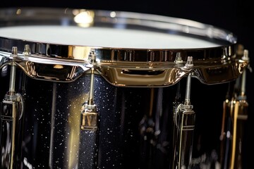 Obraz premium A close-up shot of a drum on a black background