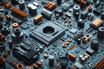 Fototapeta premium High-quality image of a computer motherboard, perfect for tech-related projects and illustrations