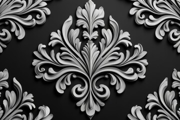 Fototapeta premium A classic damask pattern photographed in black and white, great for use as a design element or texture