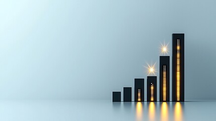 Ascending bar graph showing growth and success.