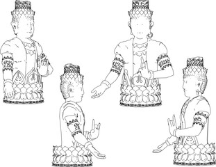 Vector sketch illustration of a traditional god statue decoration design standing solidly half body 