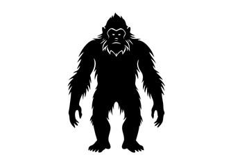orangutan black silhouette vector, Simple silhouette Design vector icon with white background. Wild Animal Vector.	