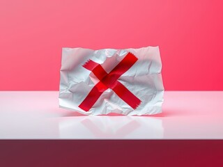 Red X on Crumpled Paper - Vibrant AI Image