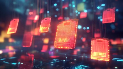 Discounts incentives represented with glowing price tags floating above a cuttingedge digital retail interface symbolizing attractive deals and offers for customers