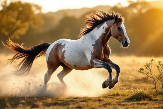 Cayuse horse galloping in the wild