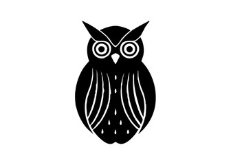 owl black silhouette vector, Simple silhouette Design vector icon with white background. Wild Animal Vector.	