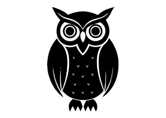  owl black silhouette vector, Simple silhouette Design vector icon with white background. Wild Animal Vector.	