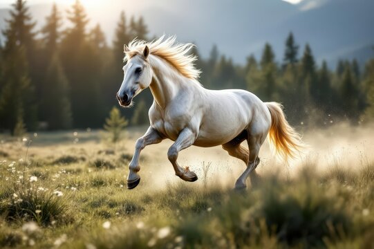 Cayuse horse galloping in the wild