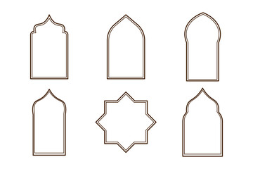 Simple Islamic Ramadan line art frame set