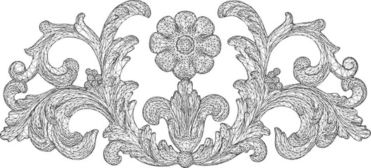 Vector sketch illustration of floral ornament design background pattern classic vintage ethnic traditional 