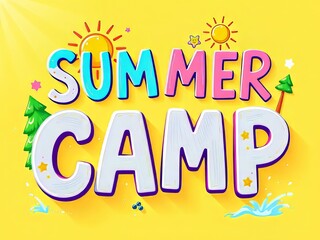 Fototapeta premium Summer Camp Hand-Drawn Banner - Vibrant AI Photo
